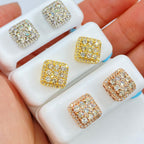 14K Gold Classic Square Diamond Earrings - additional product view 2