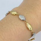 14K Gold 5.8mm Two-Tone Flat Oval Ball Link Bracelet 7.5 in - additional product view 2