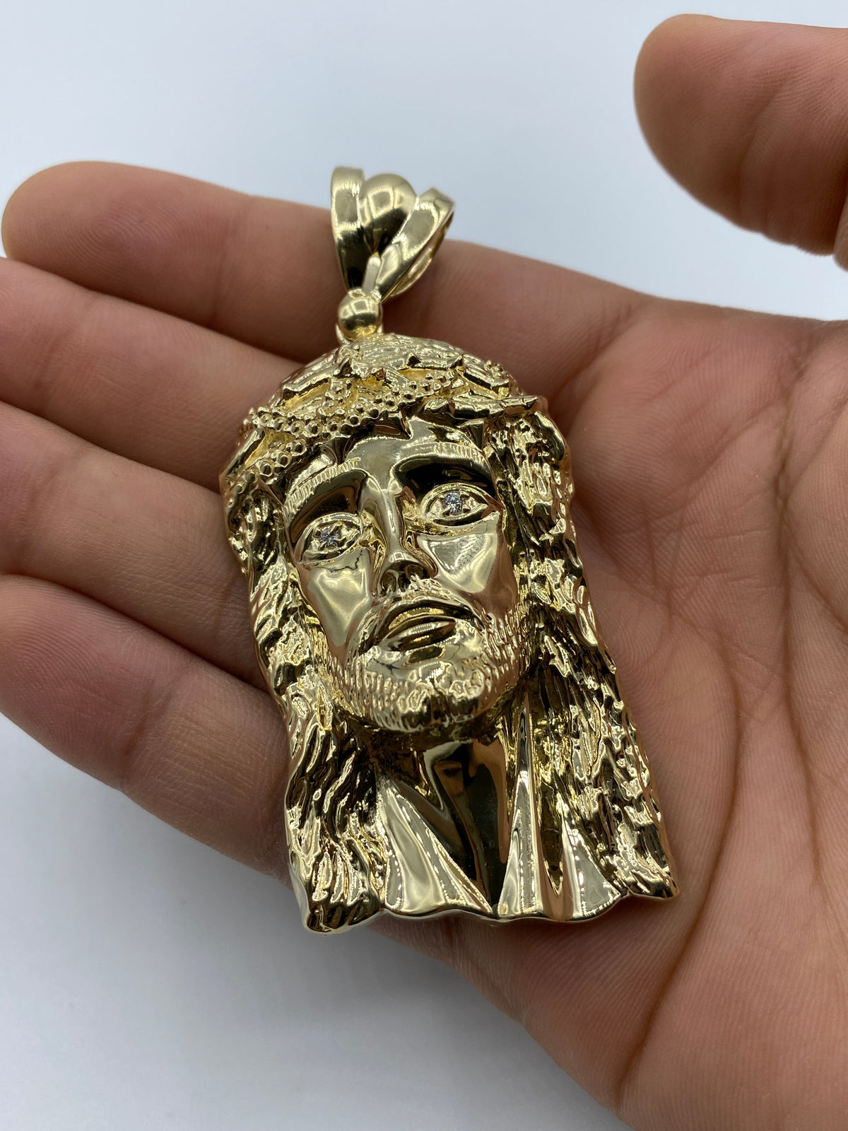 14K Gold Jesus Head Pendant 3.25 in - additional product view 7