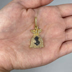 10K Gold Large Money Bag Diamond Pendant - additional product view 2