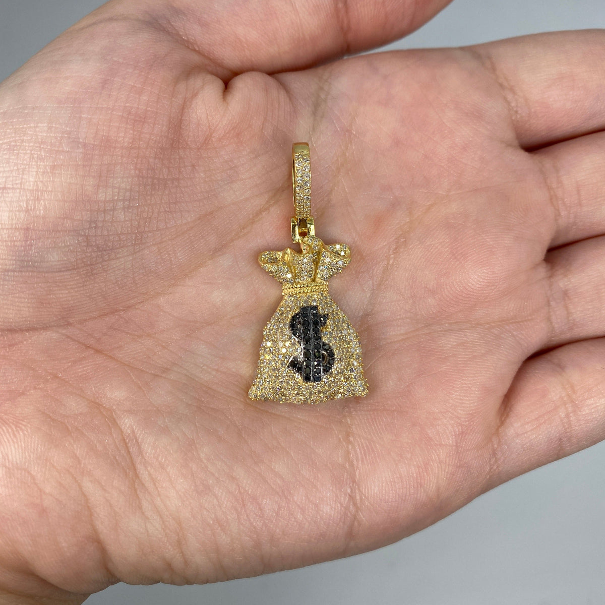 10K Gold Large Money Bag Diamond Pendant - additional product view 2