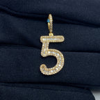 14K Gold Number 5 Diamond Baguette Pendant - additional product view 2
