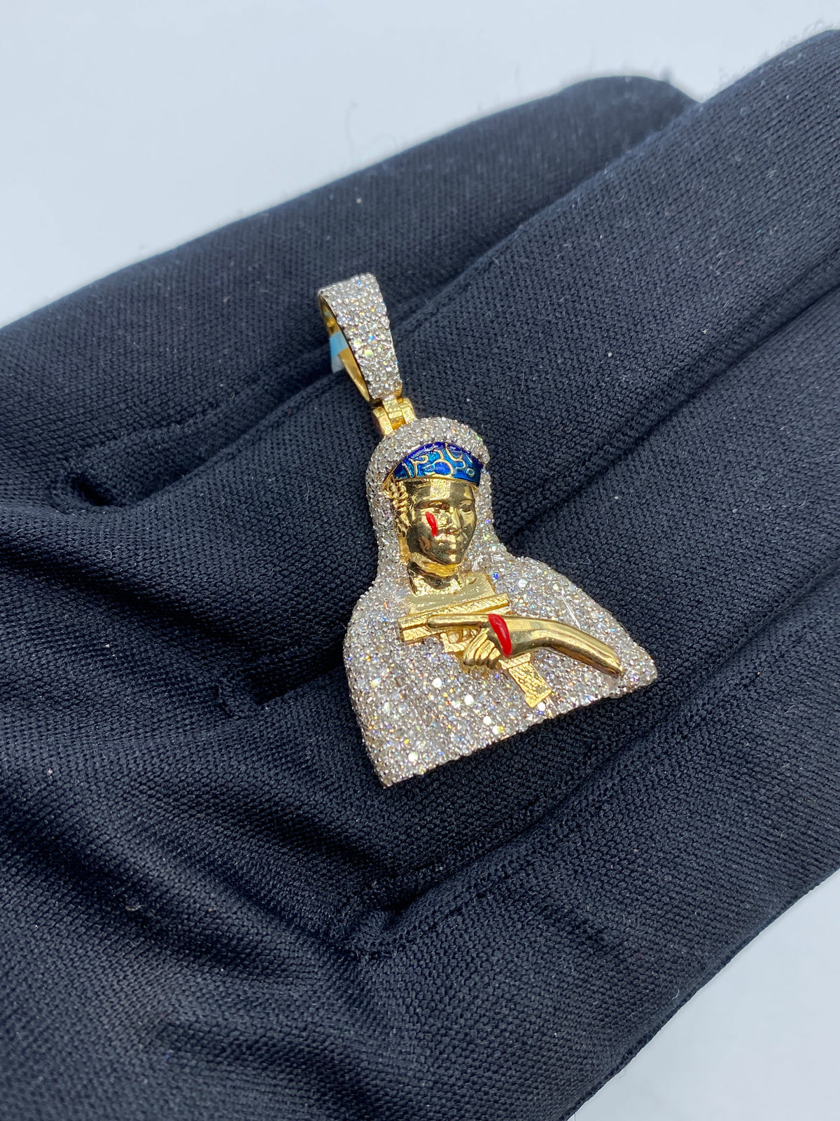 14K Gold Gangster Gun Diamond Pendant - additional product view 3