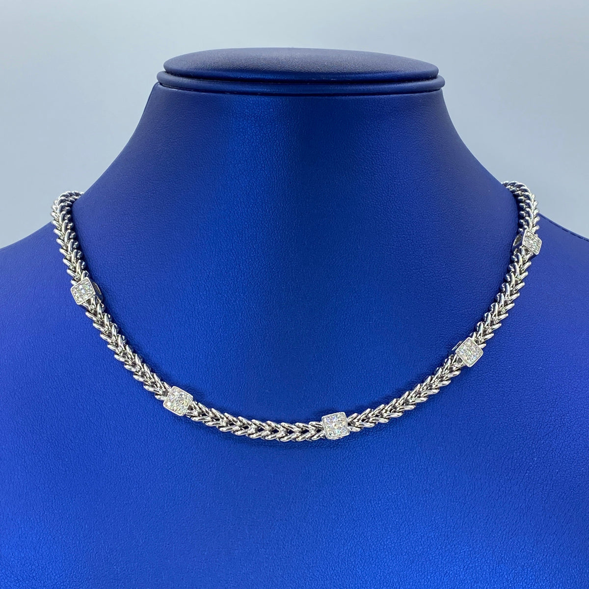 18K Gold 6.3mm Box Cuban Diamond Chain 16 in - additional product view 2