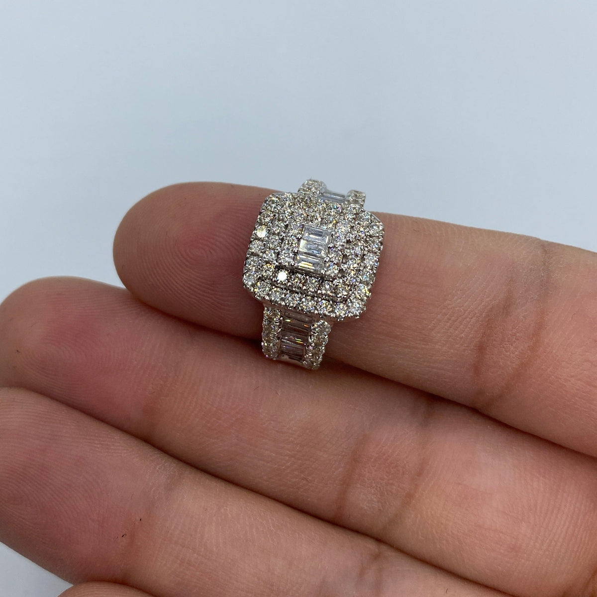 14K Gold Rectangle Center Diamond Baguette - additional product view 4