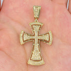 10K Gold Clarence Cross Diamond Pendant in yellow gold - close-up product photo
