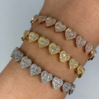 14K Gold 9mm Hearts Link Diamond Baguette Bracelet 6.5–7.5 in - additional product view 2