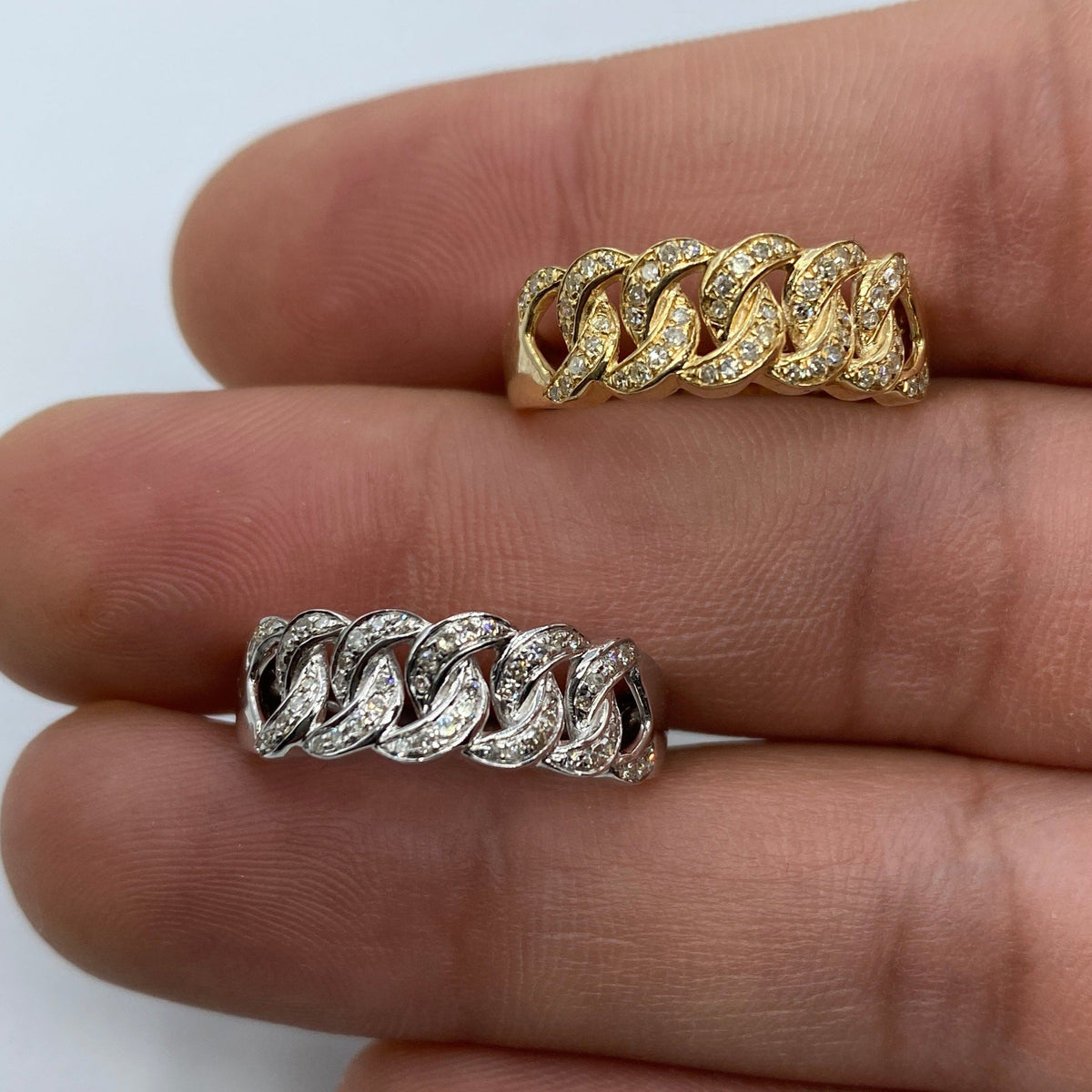 10K Gold Cuban Link Diamond Ring (7mm) - additional product view 3
