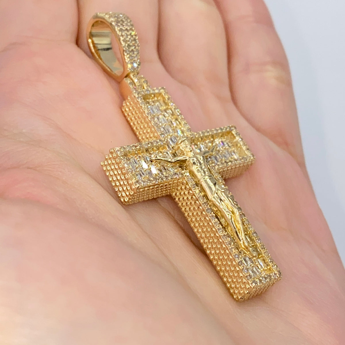 14K Gold Sunday Cross Diamond Pendant - additional product view 3