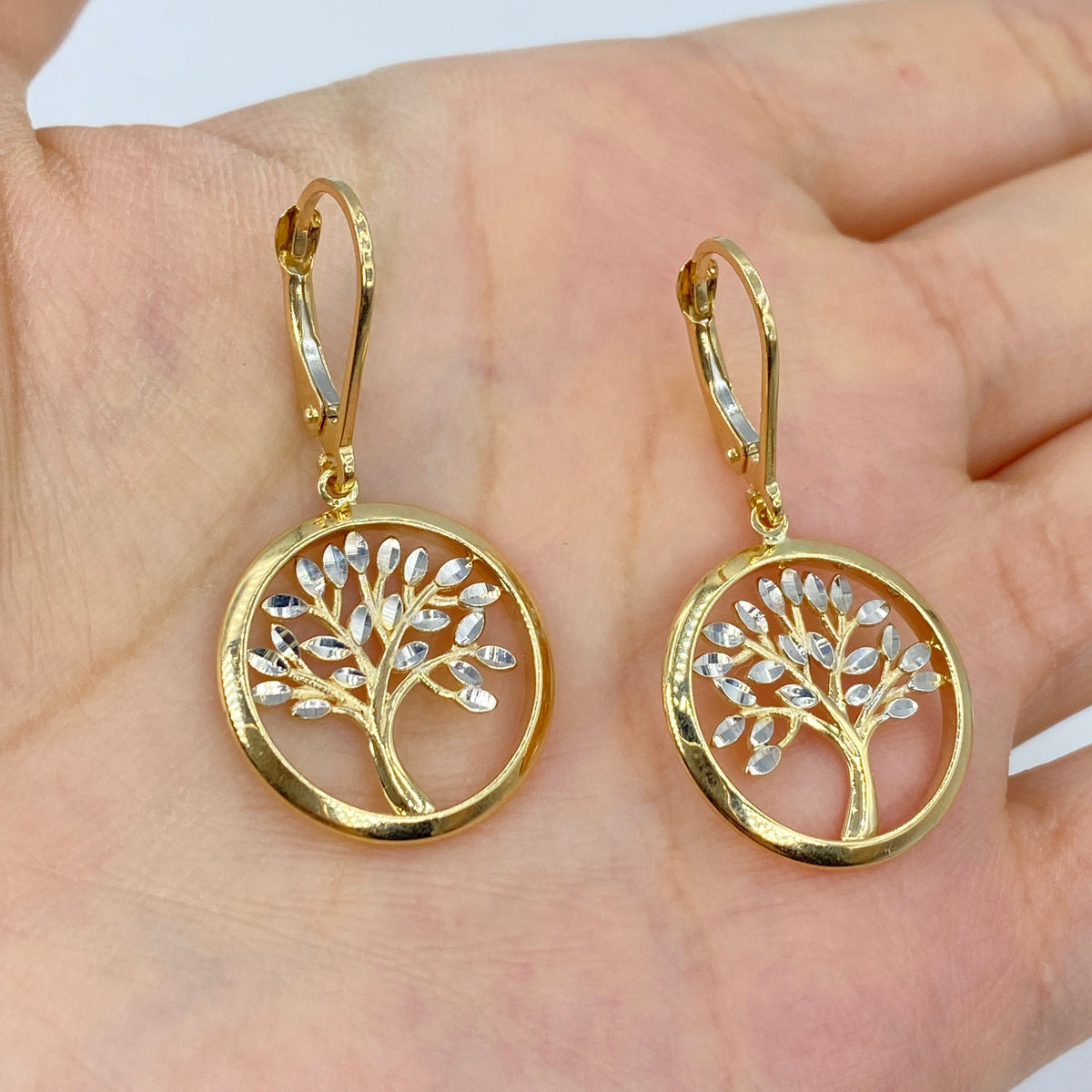 14K Gold Tree of Life Hoop Earrings - additional product view 2