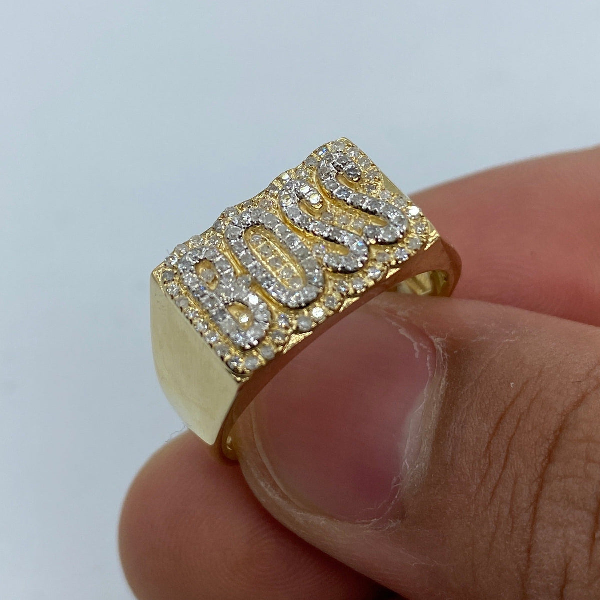 10K Gold Boss Name Plate Diamond Ring - additional product view 2