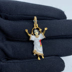 14K Gold Baby Jesus Enamel Diamond Pendant - additional product view 2