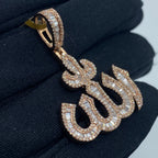 10K Rose Gold Allah Baguette Diamond Pendant - additional product view 3