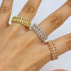 10K Gold Double Monaco Cuban Link Diamond Ring - additional product view 2