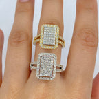 14K Gold Rectangle Halo Diamond Baguette Ring - additional product view 2