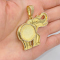 10K Gold Elephant Turtle Animal Picture Photo Diamond Pendant - close-up product photo