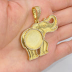 10K Gold Elephant Turtle Animal Picture Photo Diamond Pendant - close-up product photo