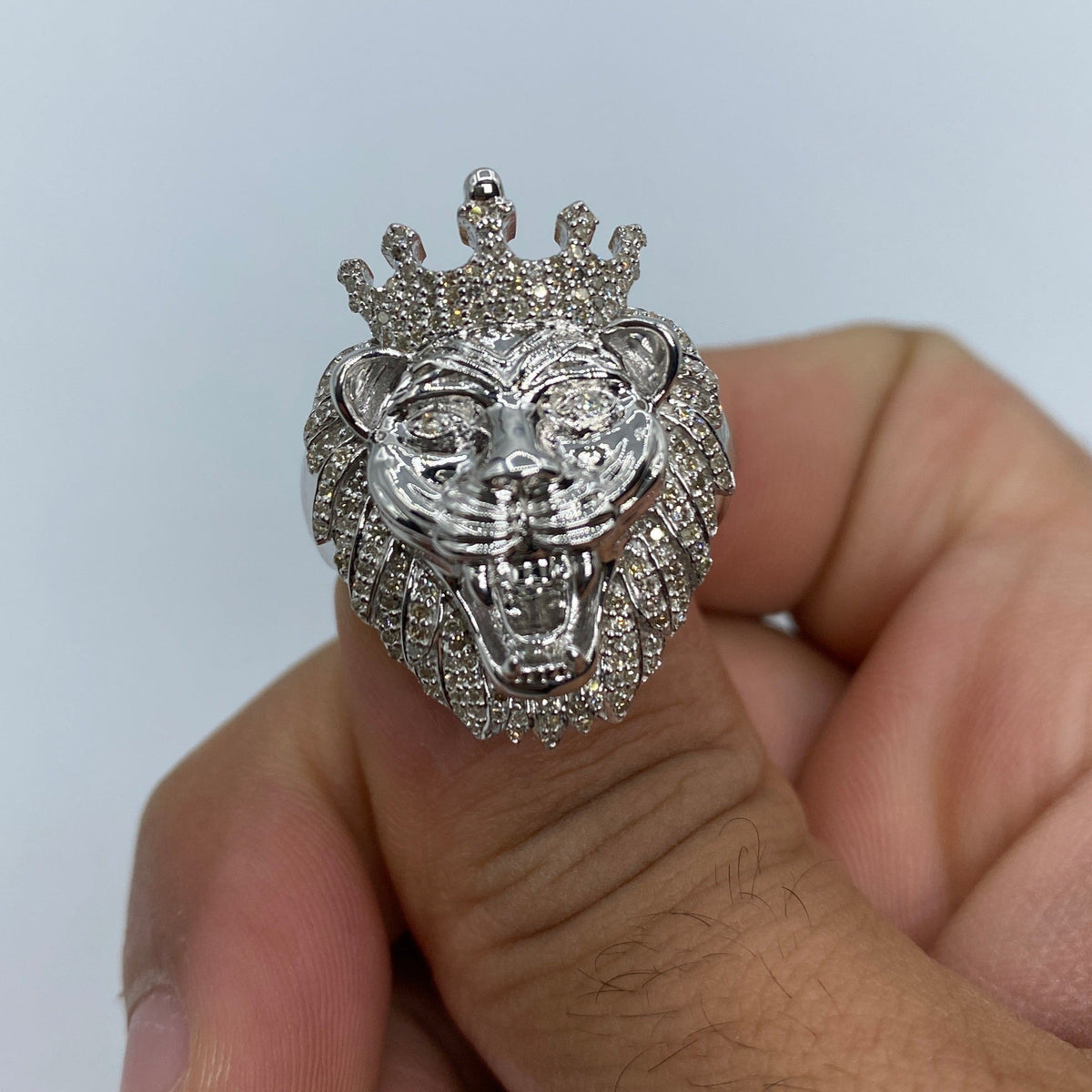 10K Gold King of the Jungle Diamond Ring in white gold - close-up product photo