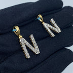 14K Gold Single Stone Initial N Diamond Pendant - additional product view 5