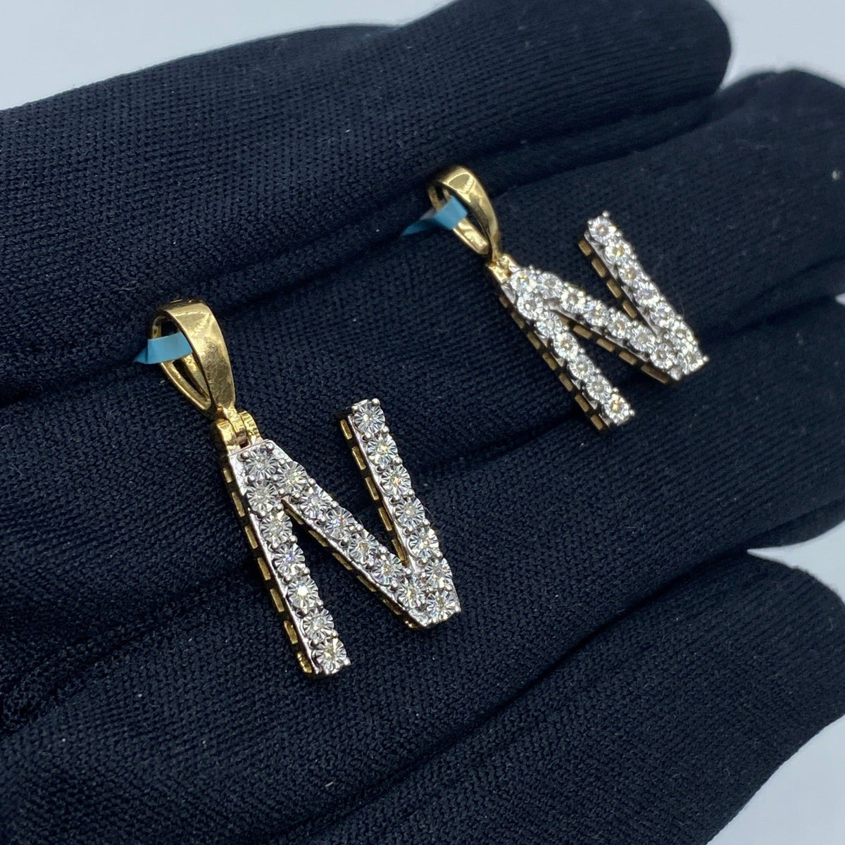 14K Gold Single Stone Initial N Diamond Pendant - additional product view 5