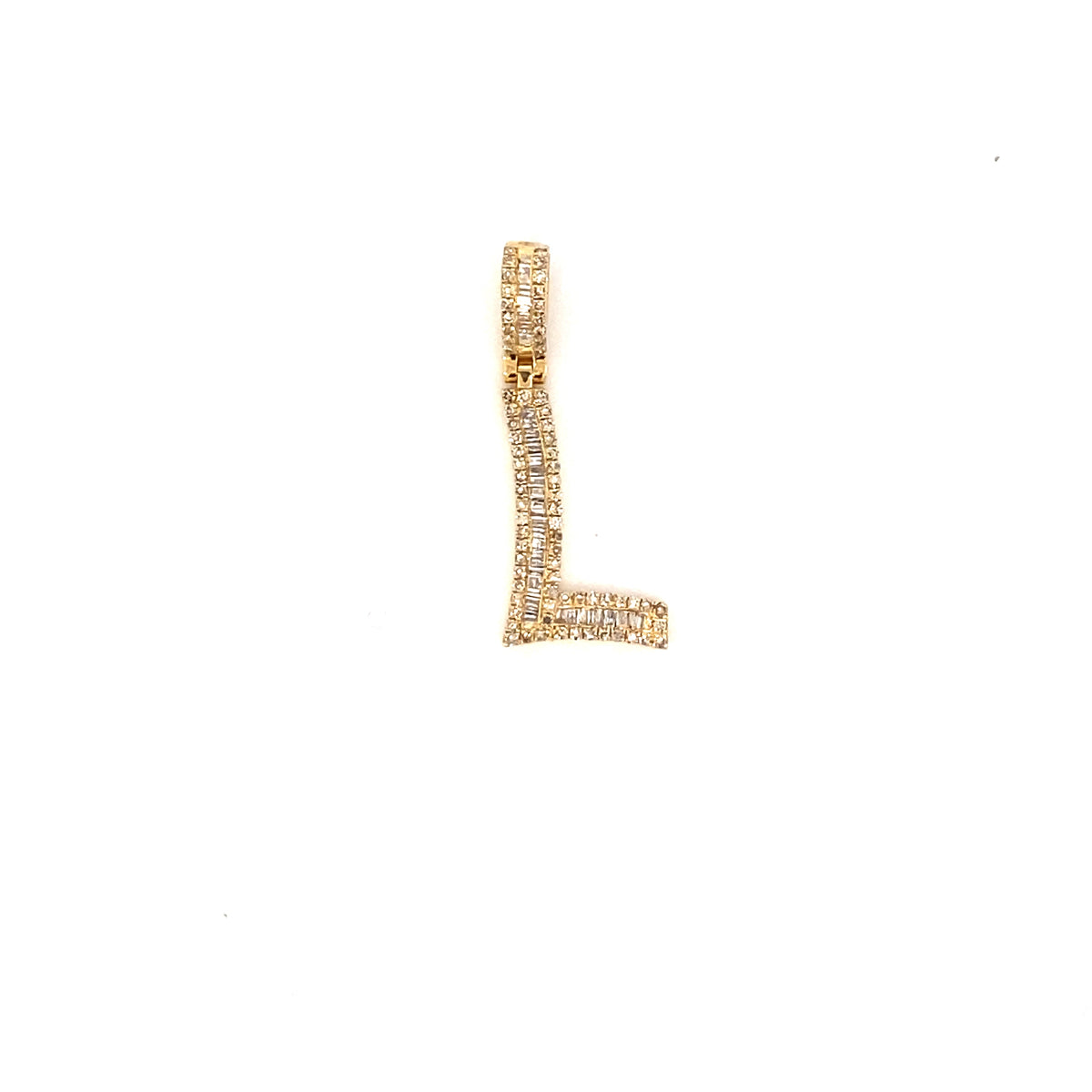 14K Gold Bamboo Initial Letter Diamond Baguette Pendants Full Collection - additional product view 56