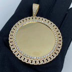 14K Gold Cuban Circle Picture Photo CZ Pendant - additional product view 2