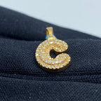 14K Gold Initial C Bubble Diamond Pendant - additional product view 4