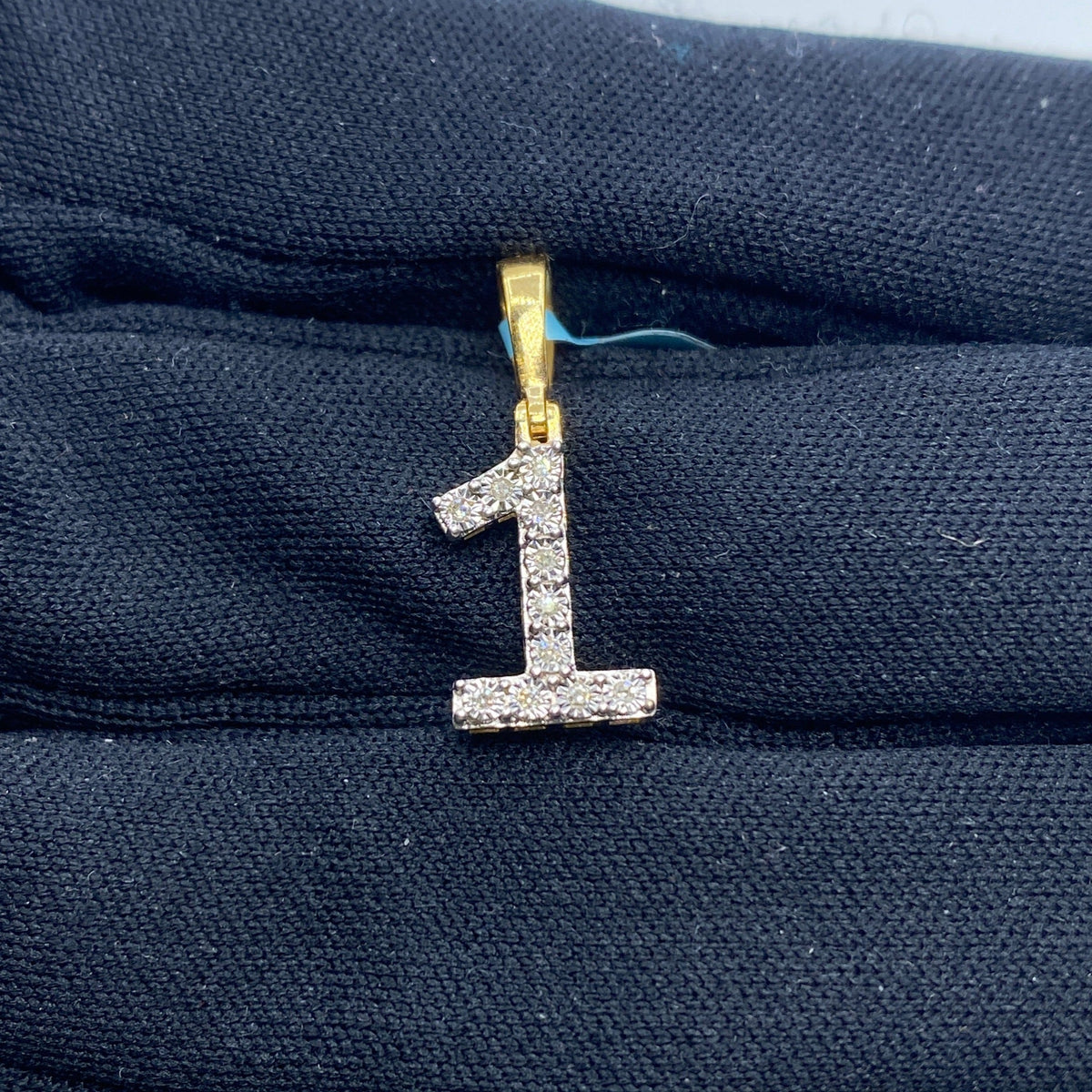 14K Gold Number 1 Diamond Pendant - additional product view 2