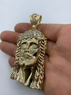 14K Gold Jesus Head Pendant 3.5 in - additional product view 6