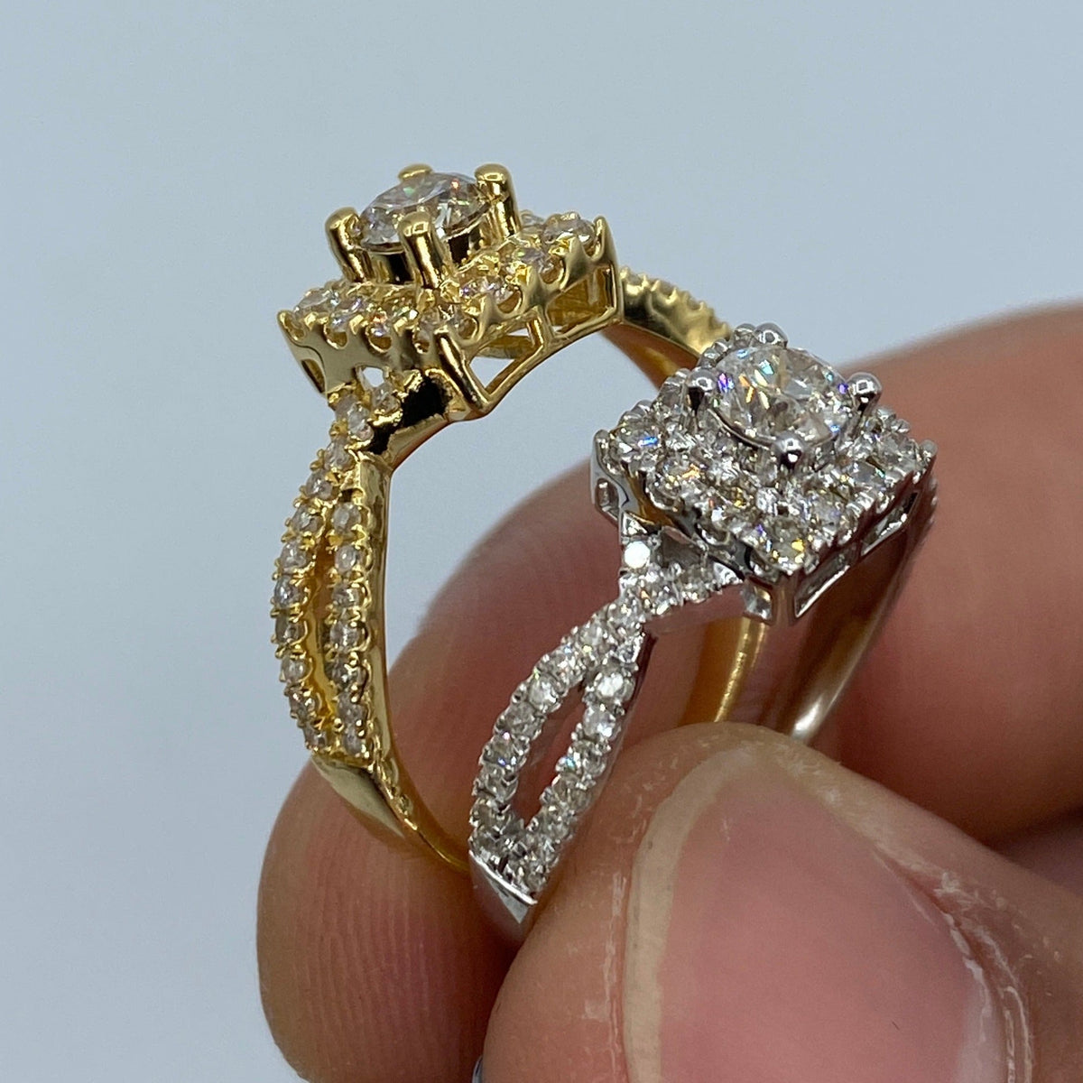 14K Gold Spiral Square Large Center Stone Diamond Engagement Ring - additional product view 7