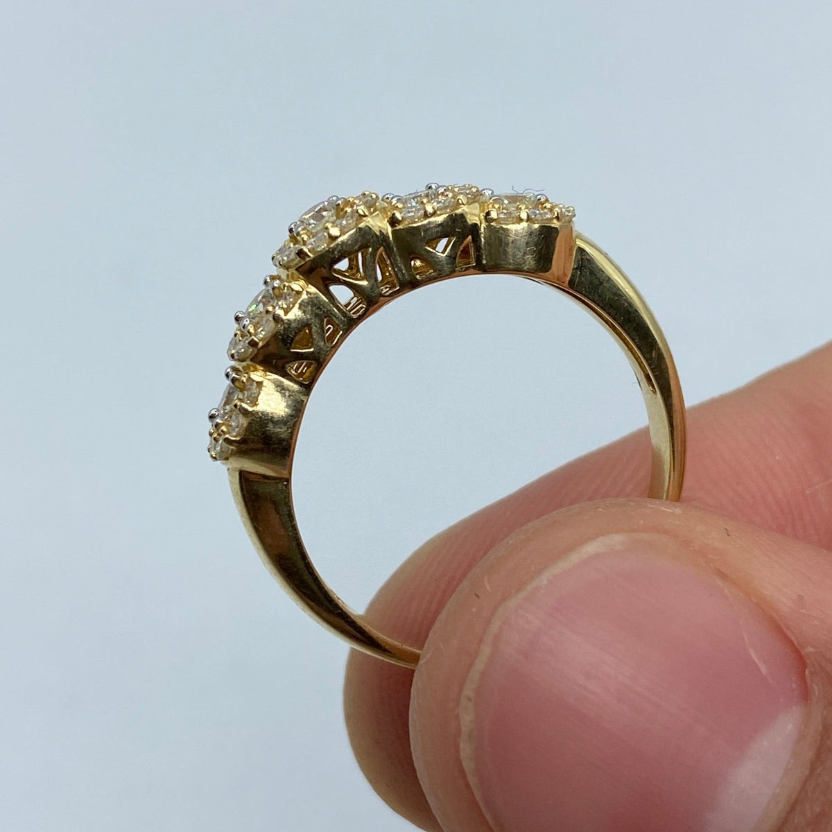 14K Gold Quintuple Flower Diamond Engagement Ring - additional product view 6