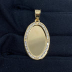 14K Gold Oval Picture Photo CZ Pendant - additional product view 2