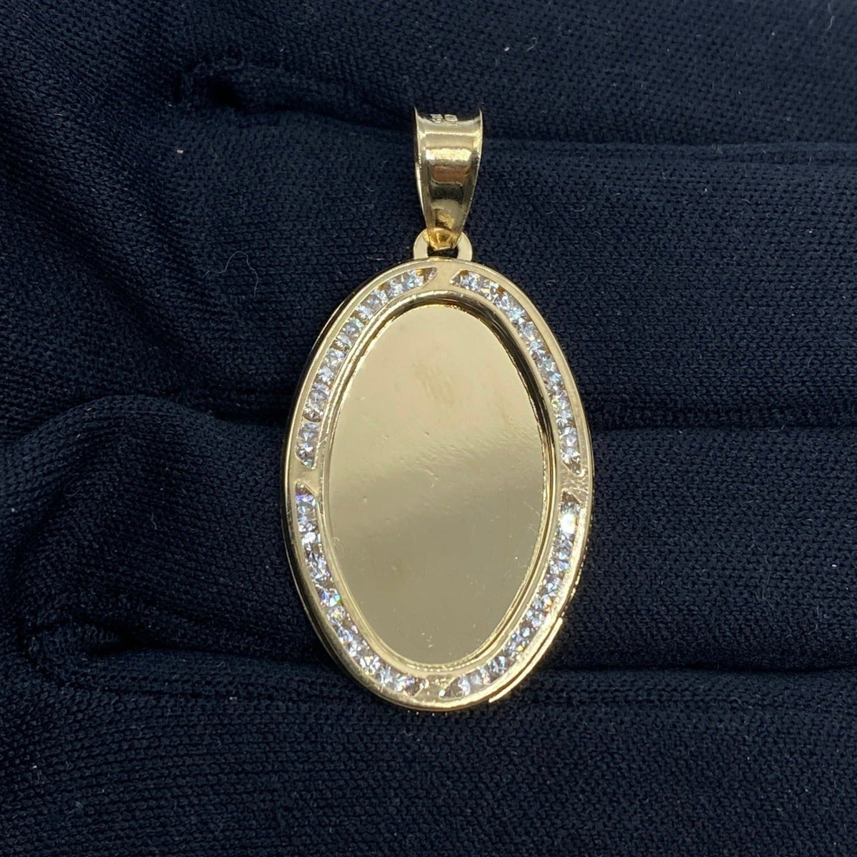 14K Gold Oval Picture Photo CZ Pendant - additional product view 2