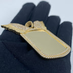 14K Gold Rectangle Angel Wings Picture Photo CZ Pendant - additional product view 3