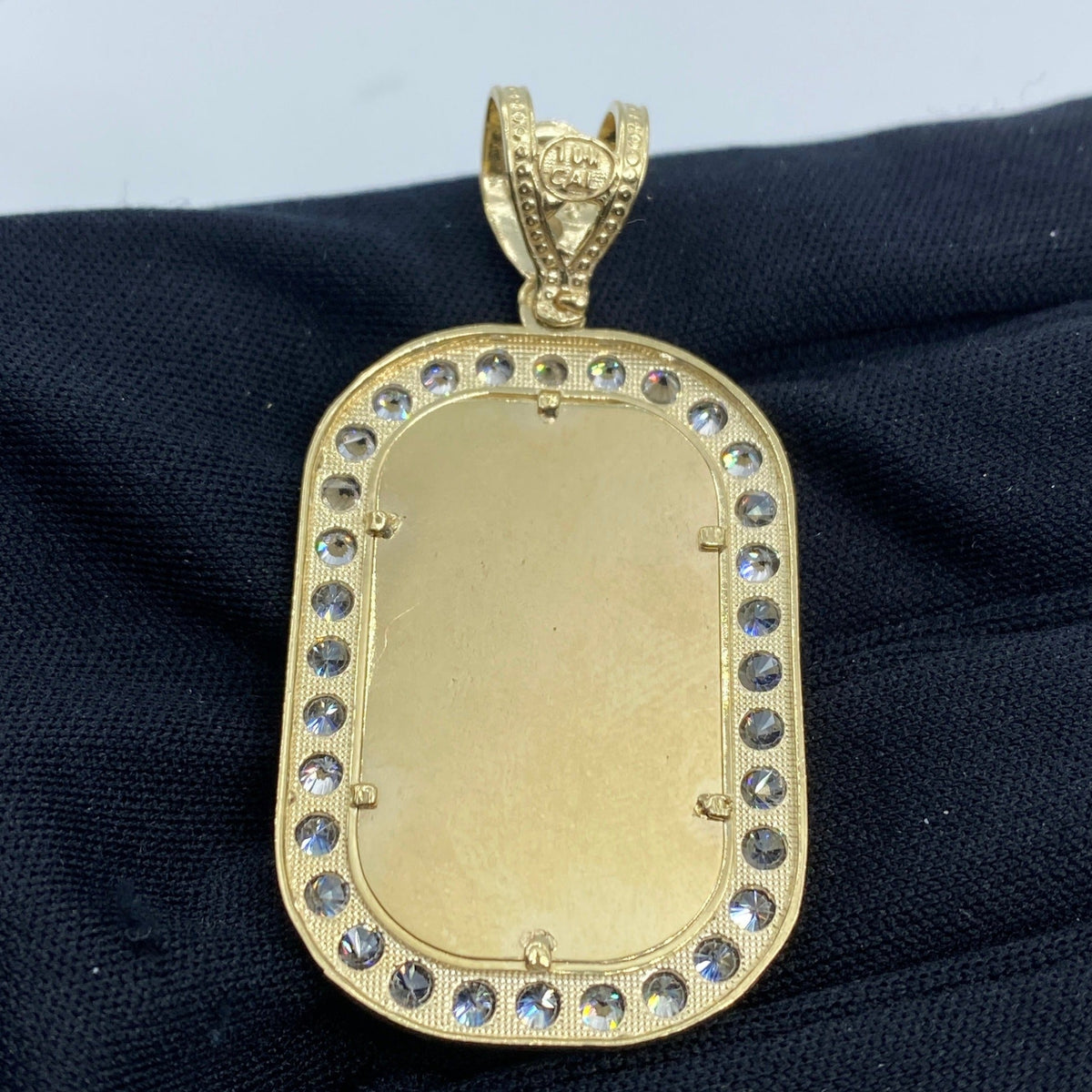 10K Gold Rounded Rectangle Picture Photo CZ Pendant - additional product view 4
