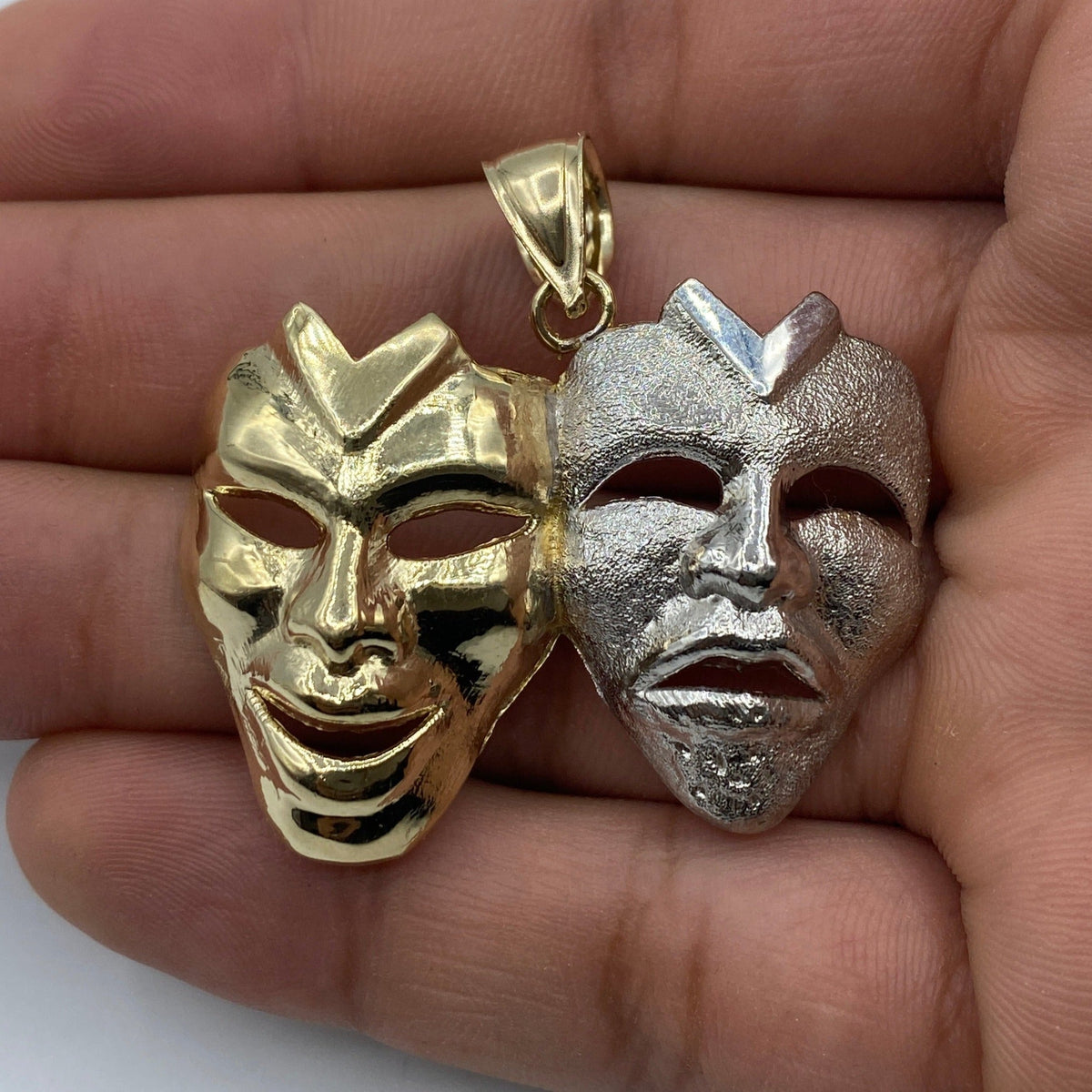 10K Gold Laugh Now Cry Later Pendant 1.7 in - additional product view 2