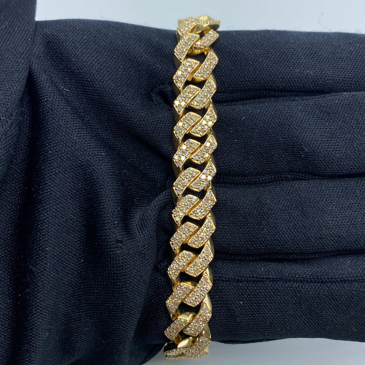 10K Gold 9mm Cuban Link Diamond Bracelet 7.5–8.5 in - additional product view 4
