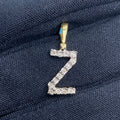 14K Gold Single Stone Initial Z Diamond Pendant, Small - close-up product photo