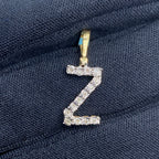 14K Gold Single Stone Initial Z Diamond Pendant, Small - close-up product photo