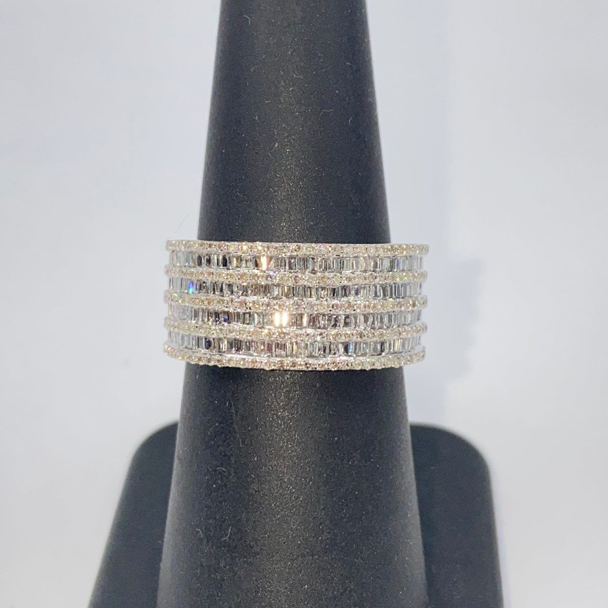 10K Gold 10mm Stacked Diamond Baguette Ring - additional product view 5