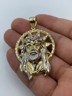 14K Gold Jesus Head with Halo Pendant 2.2 in - additional product view 4