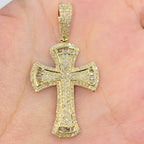 10K Gold Reed Cross Diamond Pendant in yellow gold - close-up product photo