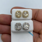 14K Gold Rounded Rectangle Diamond Baguette Earrings 1.2 Ct - additional product view 2