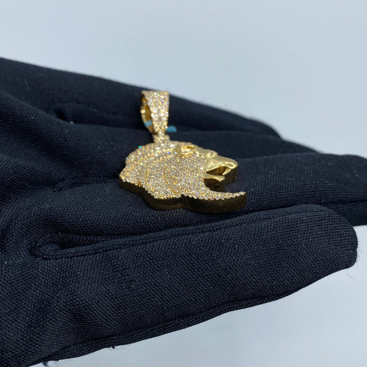 14K Gold Lion Head Diamond Pendant - additional product view 4