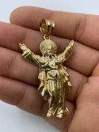 14K Gold Jesus with Halo Pendant 2.2 in - additional product view 6