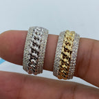14K Gold 10mm Cuban Link Banded Diamond Ring - additional product view 2