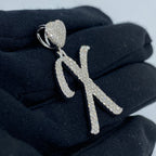 14K Gold Initial X Script Heart Diamond Pendant - additional product view 3