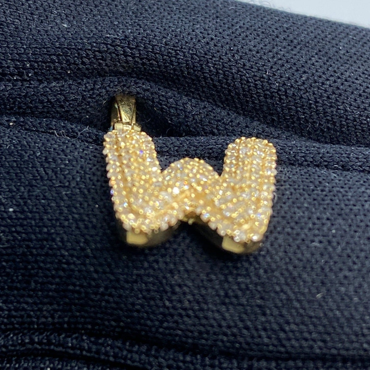 14K Gold Initial W Bubble Diamond Pendant - additional product view 4