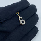 14K Gold Number 6 Diamond Pendant - additional product view 3