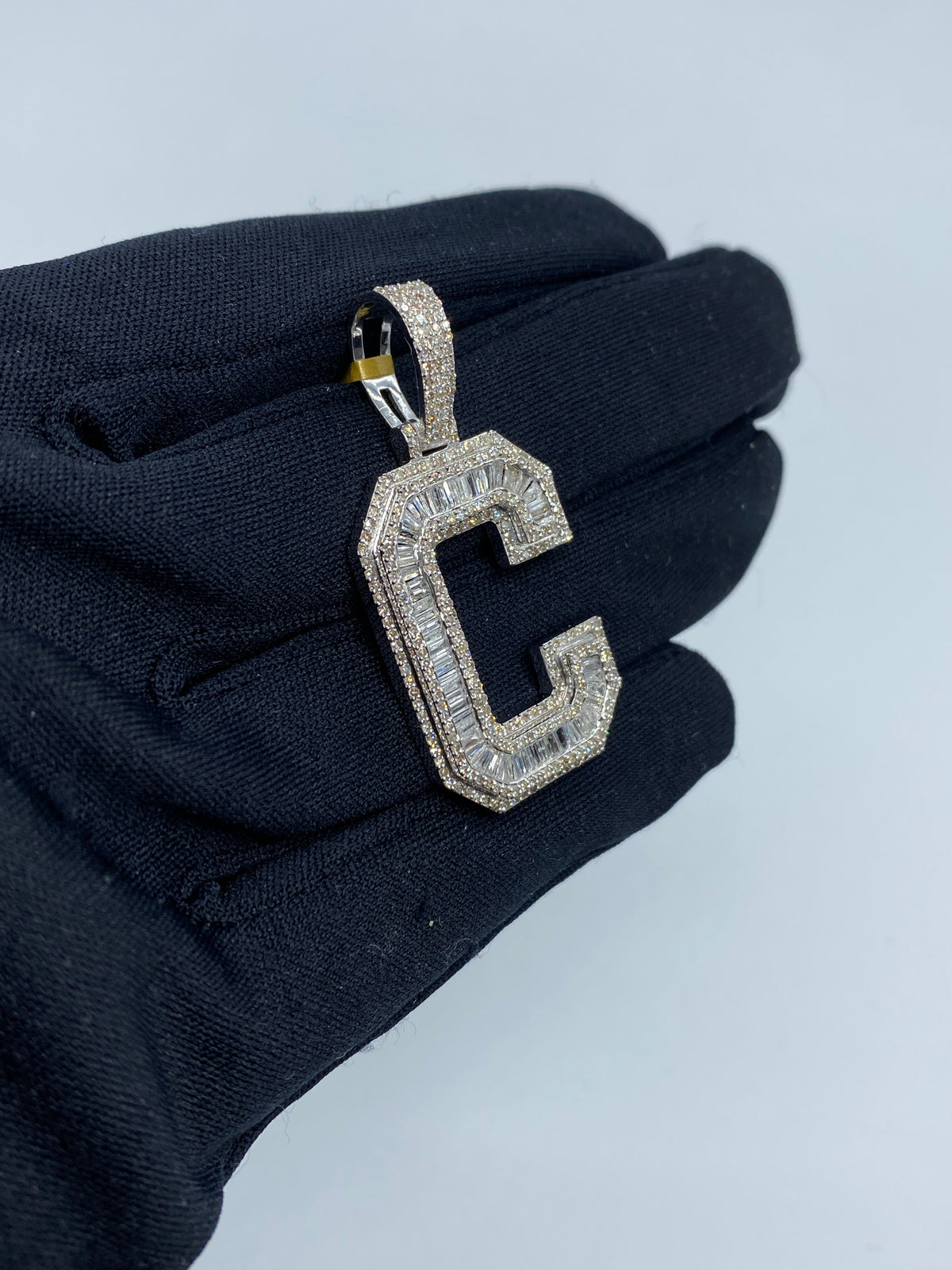 Initial C Baguette Diamond Pendant - additional product view 3